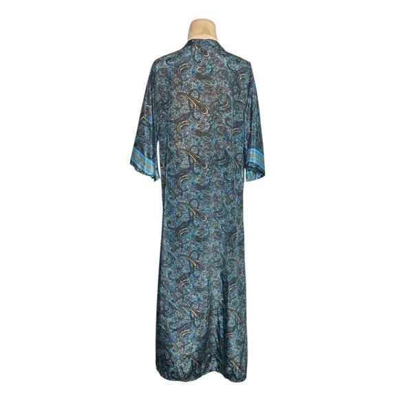 Raj Emporium blue paisley open front kimono robe size One Size - Picture 2 of 8